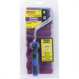 Whizz 25003 4" Purple Velour 3/16" Nap Mini Roller 12-Pk